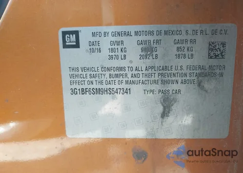 2017 Chevrolet Cruze Premier Auto z USA, uszkodzony, nr VIN 3G1BF6SM9HS547341